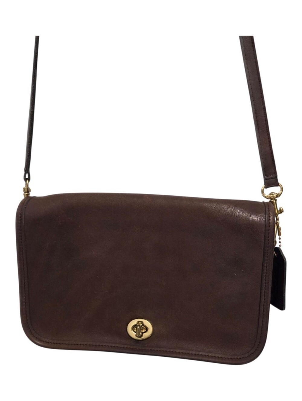 Vintage Coach Pocket Purse  Brown Crossbody Turn Lock 9755